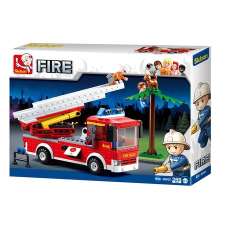 SLUBAN Fire Truck w Aerial Ladder Building Brick Kit 269 Pcs 625